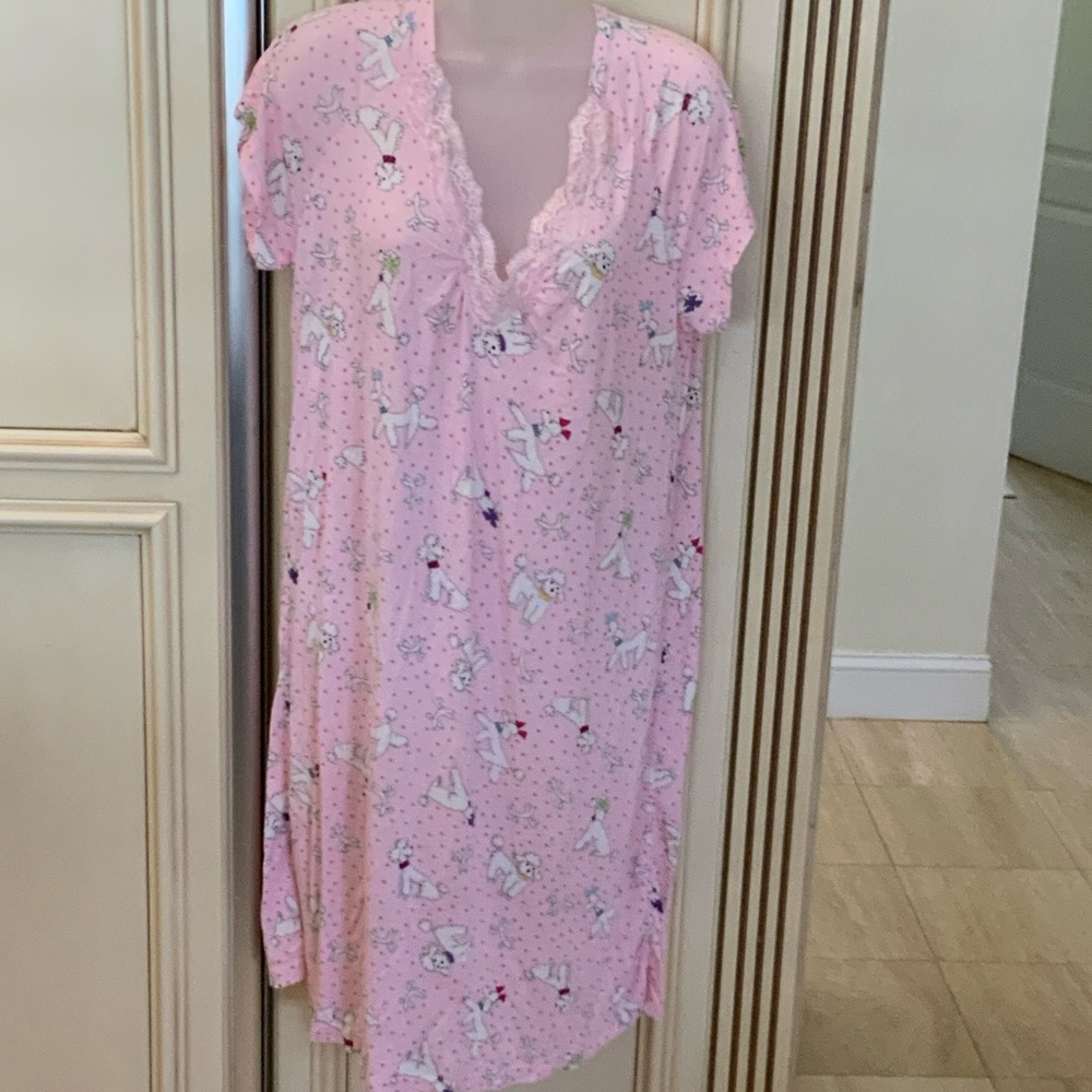 Poodle print Pink Lace Trim Nightgown